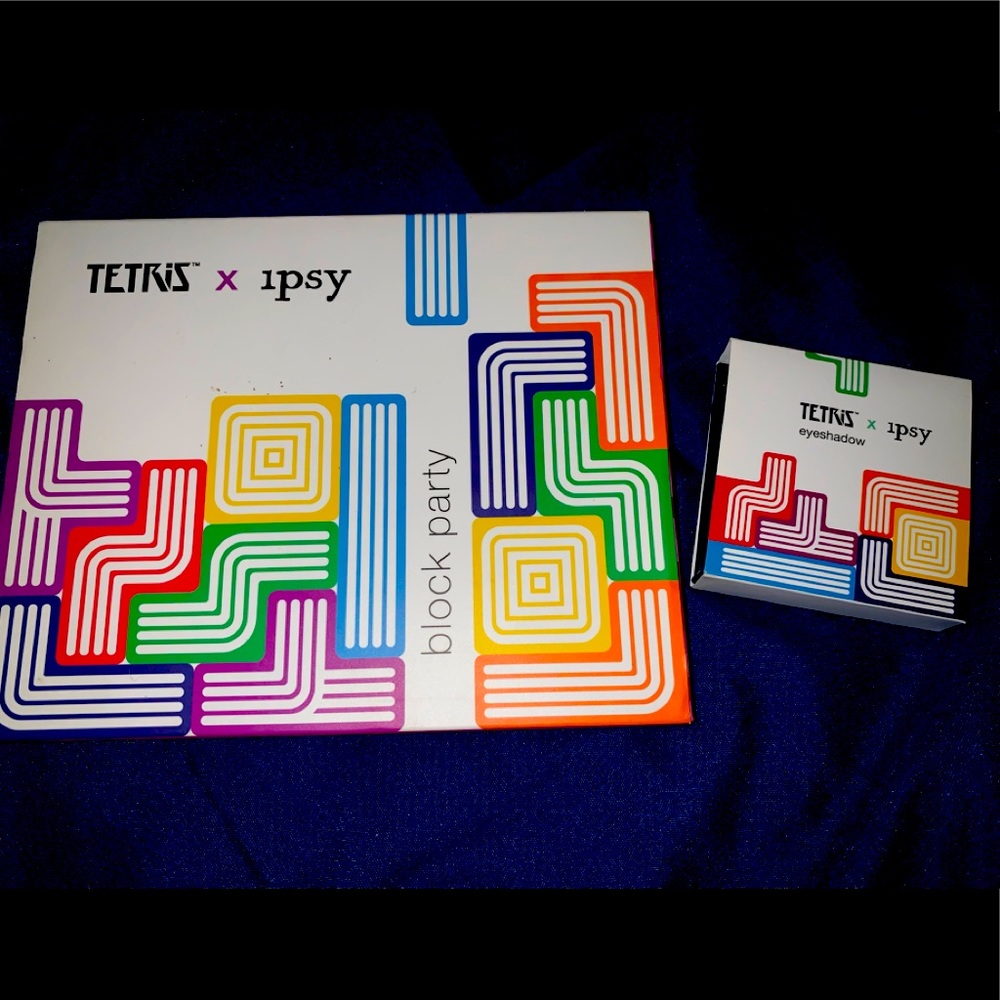 Ipsy Collaboration with Tetris eyeshadow pallet as well as a single pan shadow